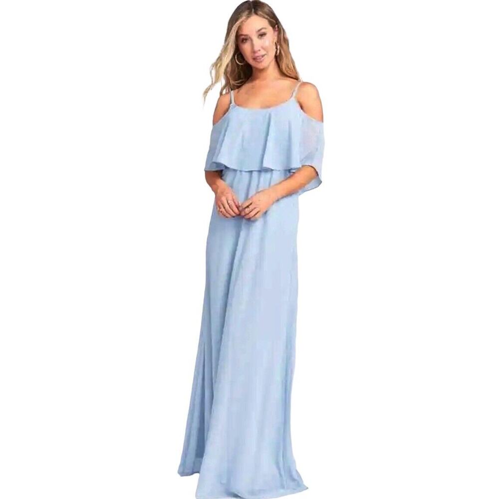 Show Me Your MuMu Sz M Caitlin Ruffle Dusty Mint Crisp DM01Maxi Dress Bridesmaid